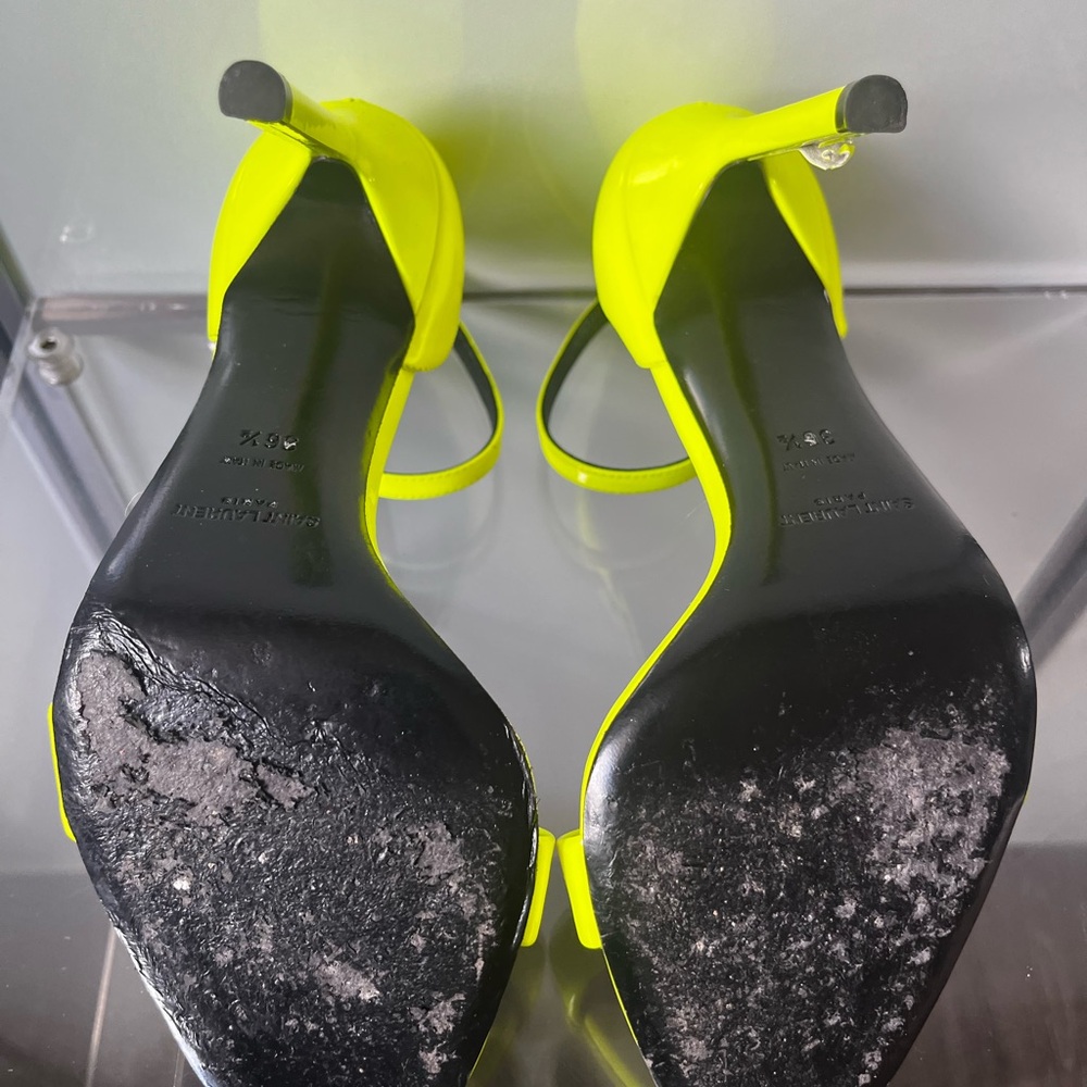 Saint Laurent Yellow Patent Leather Sandals - Picture 7 of 8
